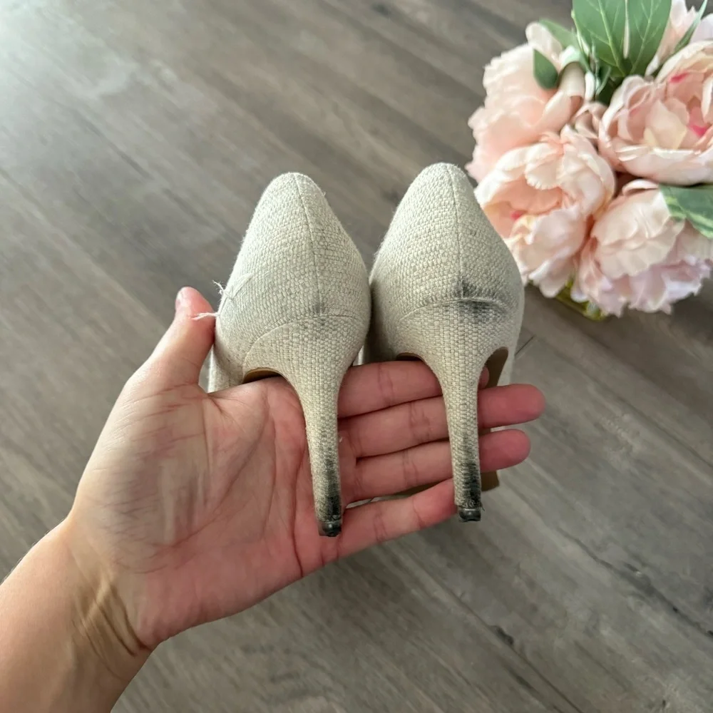 Charles‎ & Keith White Tweed Classic Point Toe Heels